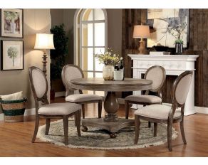 Furniture of America Siobhan Round Dining Set in Rustic Dark Oak