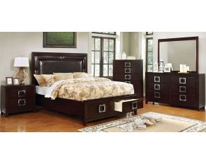 Furniture of America Balfour Storage Bedroom Set in Brown Cherry