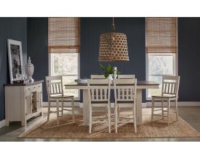 Bremerton Gathering Height Trestle Dining Set in Suddledust Oyster