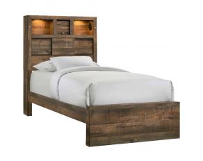 Bailey Twin Panel Bed with Bluetooth Speaker in Warm Walnut