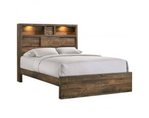 Bailey Full Panel Bed with Bluetooth Speaker in Warm Walnut