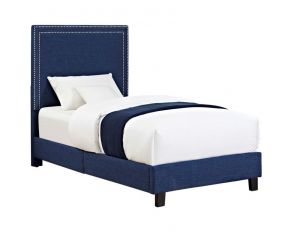 Erica Twin Upholstered Bed in Blue Finish