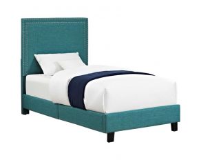 Erica Twin Upholstered Bed in Teal Finish