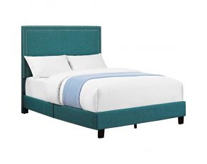 Erica Queen Upholstered Bed in Teal Finish