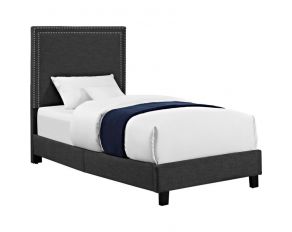 Erica Twin Upholstered Bed in Charcoal Finish