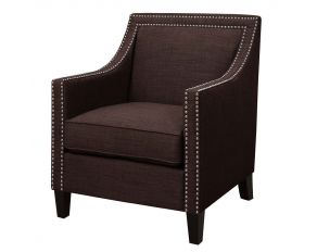 Erica Accent Chair with Chrome Nails in Chocolate Finish