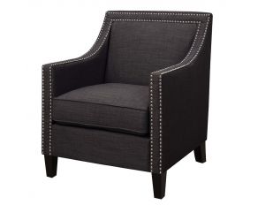 Erica Accent Chair with Chrome Nails in Charcoal Finish