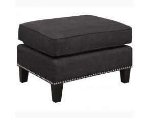 Erica Ottoman with Chrome Nails in Charcoal Finish