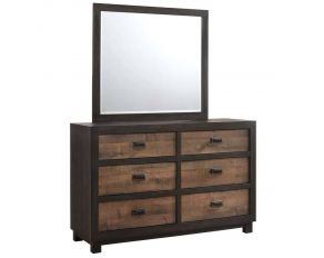 Harlington Six Drawer Dresser with Mirror in Rustic Grey Finish