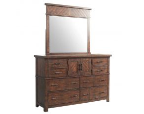 Jax Dresser with Mirror in Warm Smokey Walnut Finish