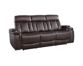 Royce Power Drop Down Console Sofa in Fantom Brown