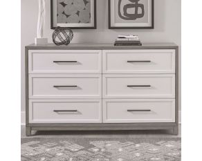 Palmetto Heights 6 Drawer Dresser in Two Tone Shell White and Driftwood Finish