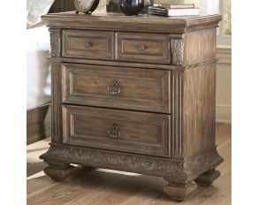 Carlisle Court Bedside Chest with Charging Station in Chestnut Finish with Dusty Wax