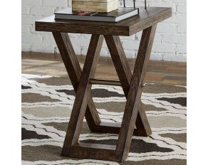 Crossroads Chairside Table in Russet Brown Finish