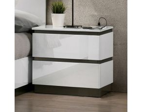 Birsfelden Nightstand with USB in White