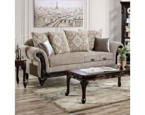 Panozzo Sofa in Beige and Walnut