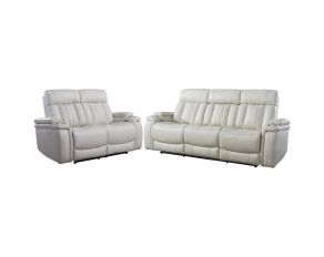 Royce Power Living Room Set in Fantom Ivory