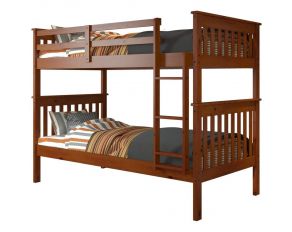 Mission 77-Inch Twin over Twin Bunk Bed in Light Espresso