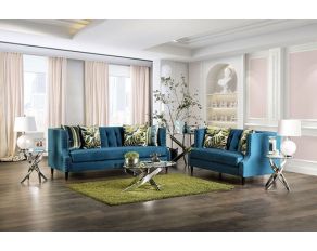 Azuletti Living Room Set in Dark Teal and Apple Green