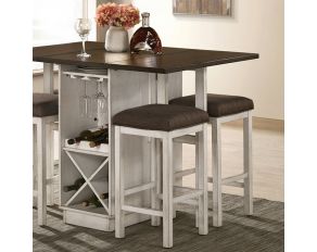 Bingham Counter Height Table with 15-Inch Leaves in Dark Walnut and Antique White