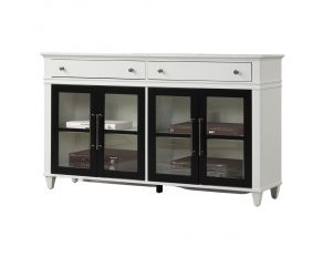 Domino TV Console with 4 Doors and 2 Drawers in Cottage White and Black