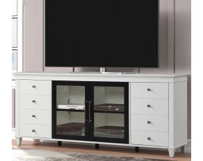 Domino TV Console with 4 Doors in Cottage White and Black