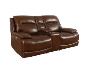 Colossus Power Console Loveseat in Napoli Brown