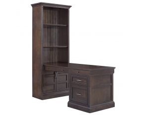 Shoreham Bookcase with Peninsula Desk in Medium Roast