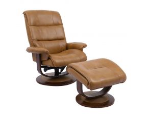 Knight Manual Reclining Swivel Chair and Ottoman in Butterscotch