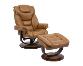 Monarch Manual Reclining Swivel Chair and Ottoman in Butterscotch