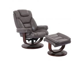 Monarch Manual Reclining Swivel Chair and Ottoman in Ice