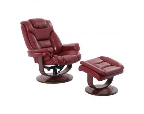 Monarch Manual Reclining Swivel Chair and Ottoman in Rouge