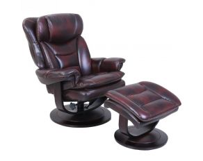 Barcalounger Roscoe Pedestal Recliner/Ottoman in Plymonth-Mahogany