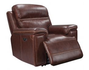 Fresno 2X Power Leather Recliner in Brown