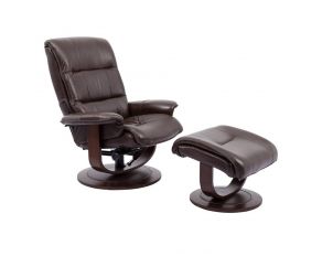 Knight Manual Reclining Swivel Chair and Ottoman in Robust