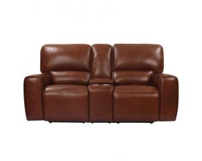 Broadway 2 Power Leather Console Loveseat in Brown