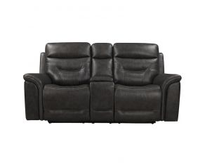 Bullard 2X Power Leather Console Loveseat in Grey