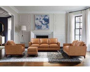 Newport Leather Living Room Set in Camel