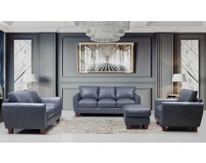 Traverse Leather Living Room Set in Blue