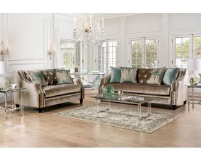 Elicia Living Room Set in Champagne Turquoise