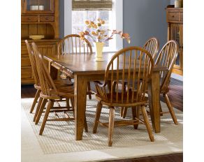 Treasures Rectangular Leg Dining Room Collection with Two 18-Inch Leaves in Rustic Oak