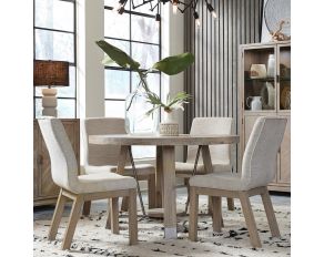 Ainsley Round Dining Room Set in Cerused Khaki