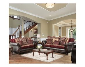 Franklin Living Room Set in Burgundy Espresso