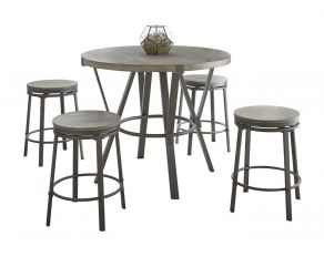 Portland Round Counter Dining Room Set in Grey