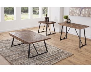 Walden Parquet Occasional Table Set in Two-Tone Brown/Black