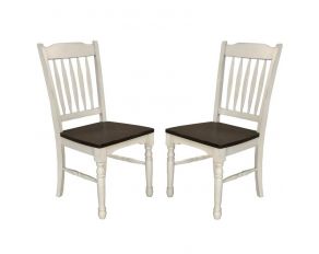 British Isles Slatback Side Chair Set of 2 in Chalk and Cocoa Bean