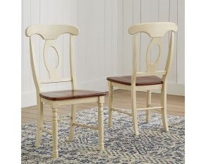 British Isles Napoleon Side Chair Set of 2 in Merlot and Buttermilk