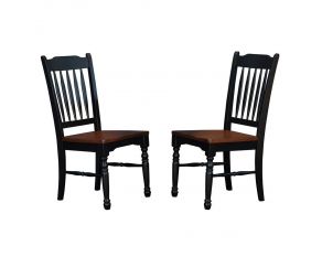 British Isles Slatback Side Chair Set of 2 in Oak and Black