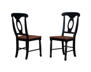British Isles Napoleon Side Chair Set of 2 in Oak and Black