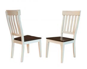 Toluca Set of 2 Slatback Side Chairs in Chalk White and Cocoa Bean